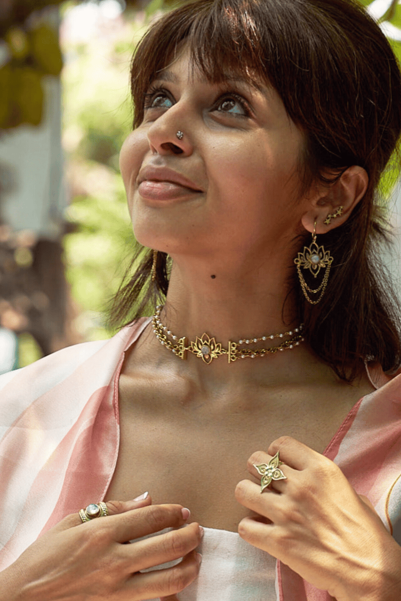 Moonstone Lotus Choker