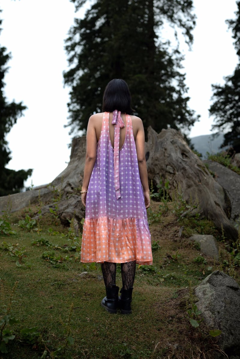 Twilight Print Ombre Halter Midi Dress