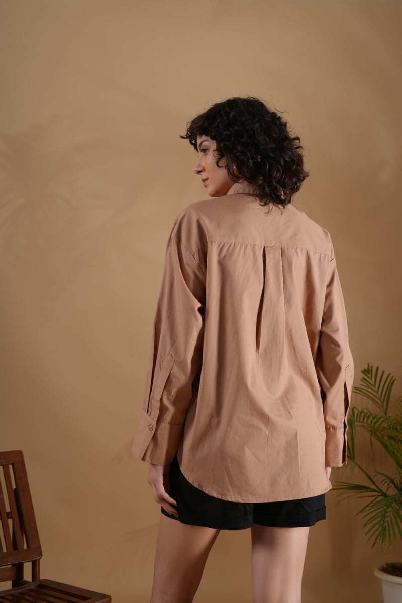 Coffee Oversized Embroidered Heart Shirt