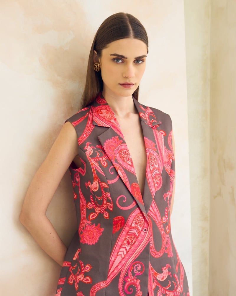 Multicolor Paisley Waistcoat and Trouser Co-ord Set