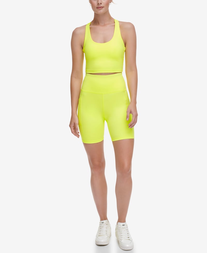 Neon Yellow Scoop-Neck Racerback Sports Bra