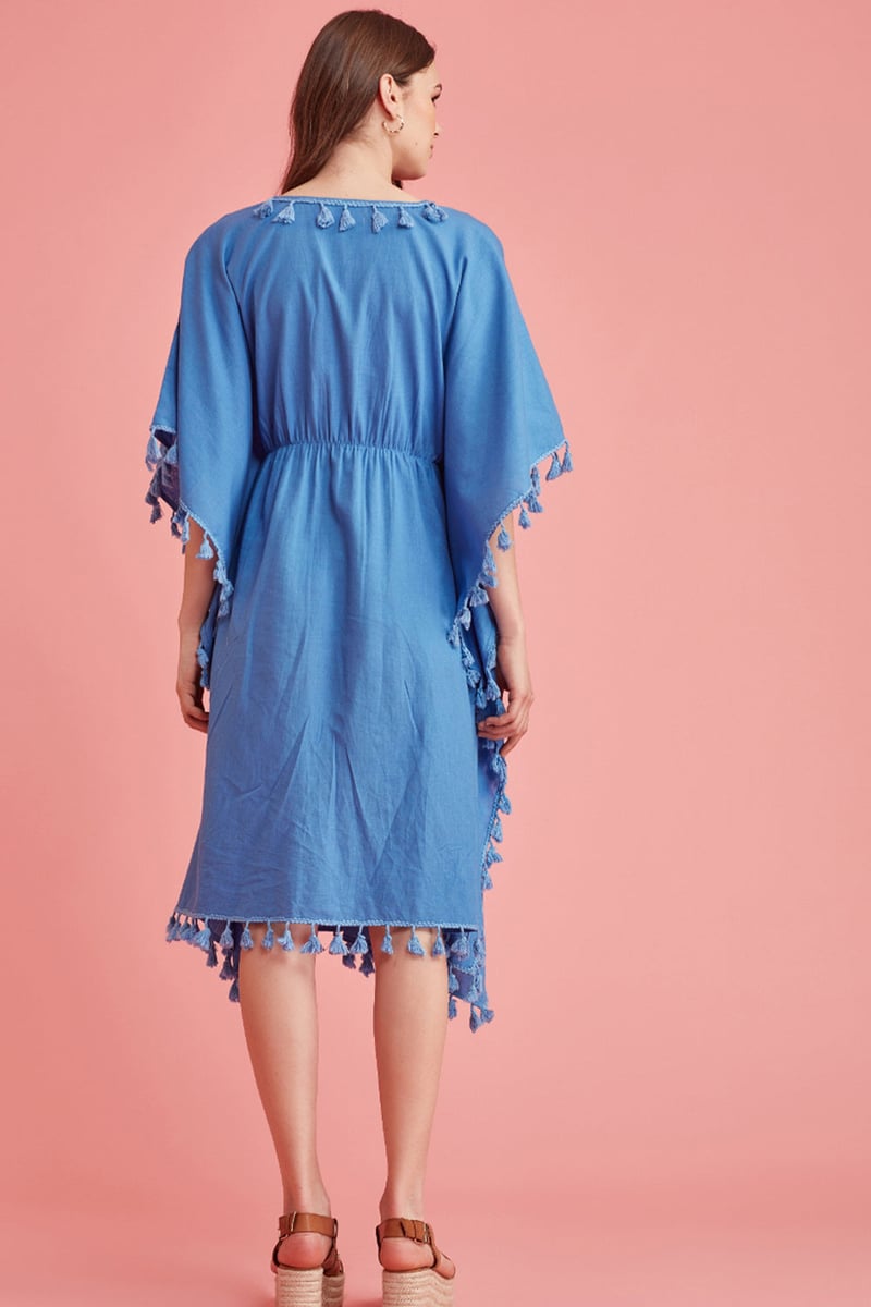Embroidered Tassel Trimmed Kaftan