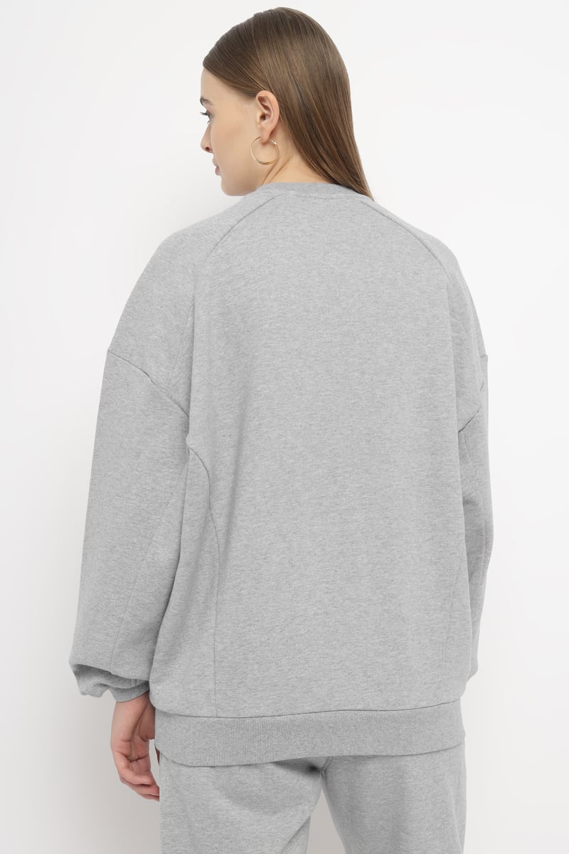 Light Grey Relaxed-Fit Crewneck Sweatshirt