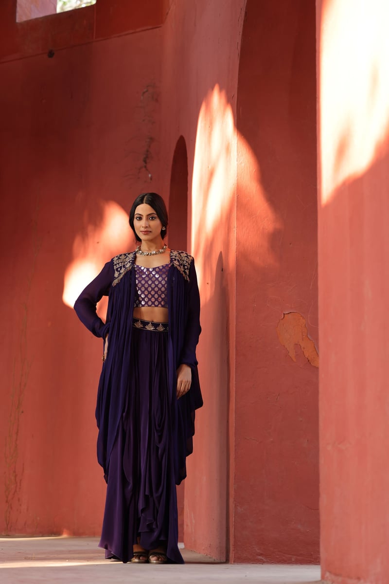 Purple Chanderi Dhoti Set