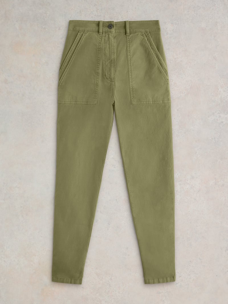 Khaki Green Relaxed-Fit Chino Trousers