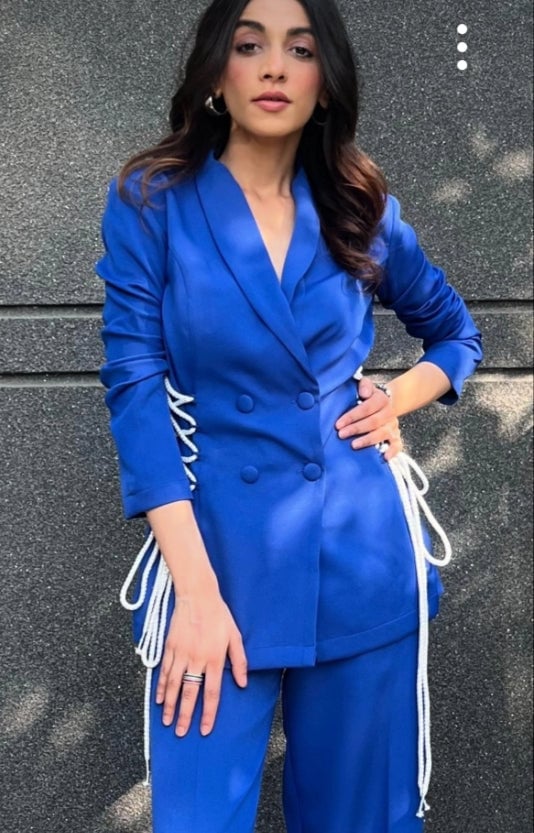 Blue Tailored Blazer and Wide-Leg Pants Co-ord Set — Younglings