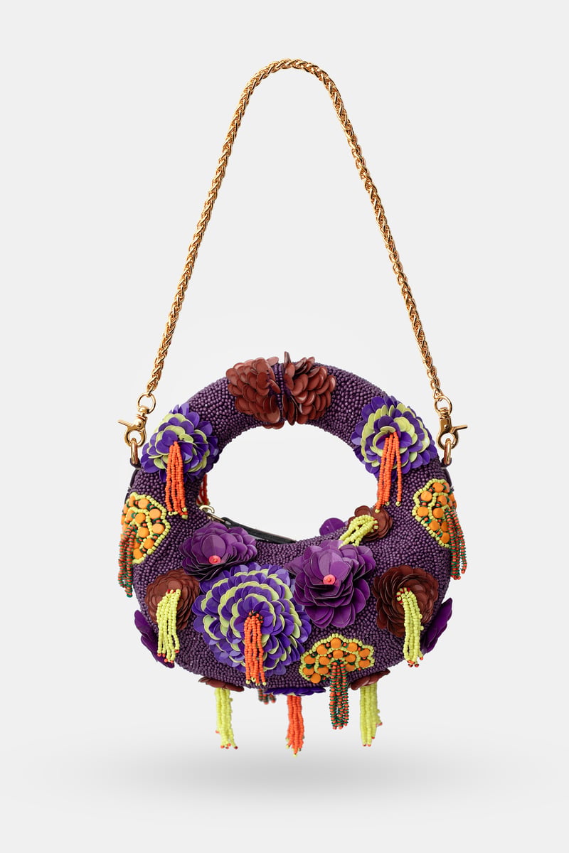 Luna Botanique Purple Mini Beaded Bag — Versuhz India