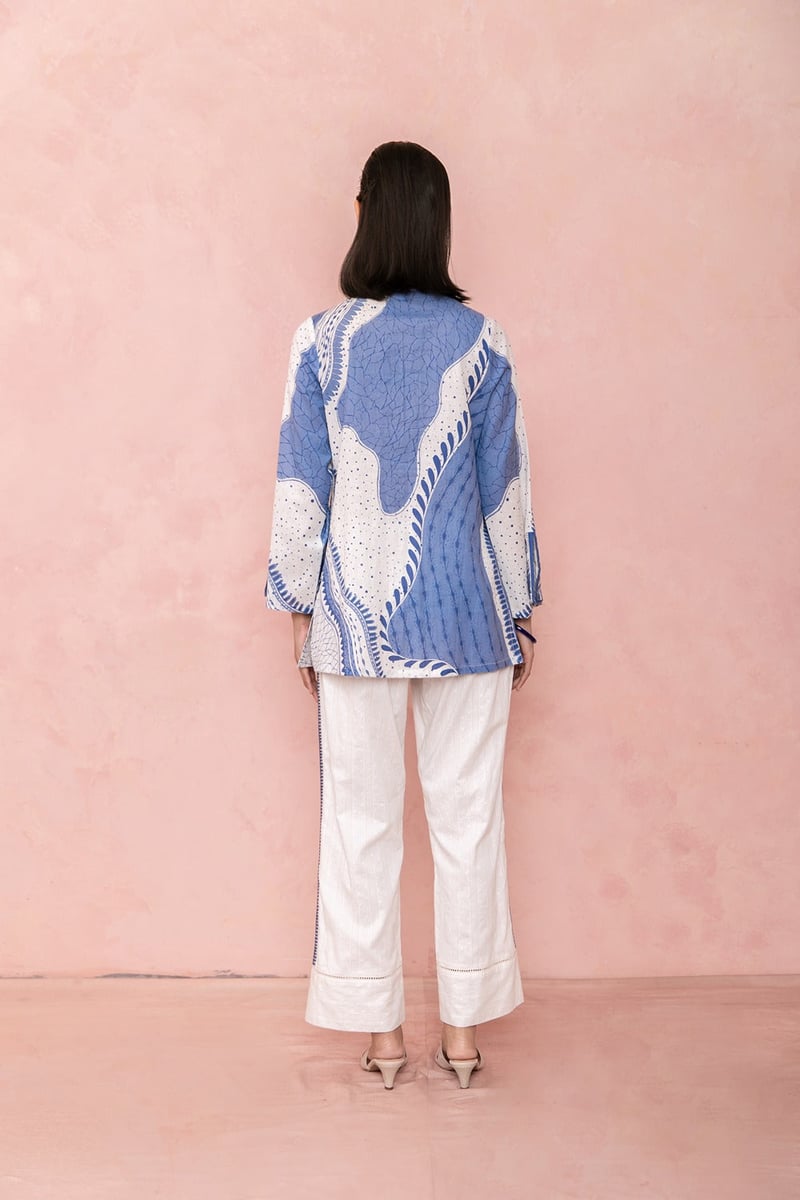 Indigo Printed Kurta and Straight Pants Co-ord Set
