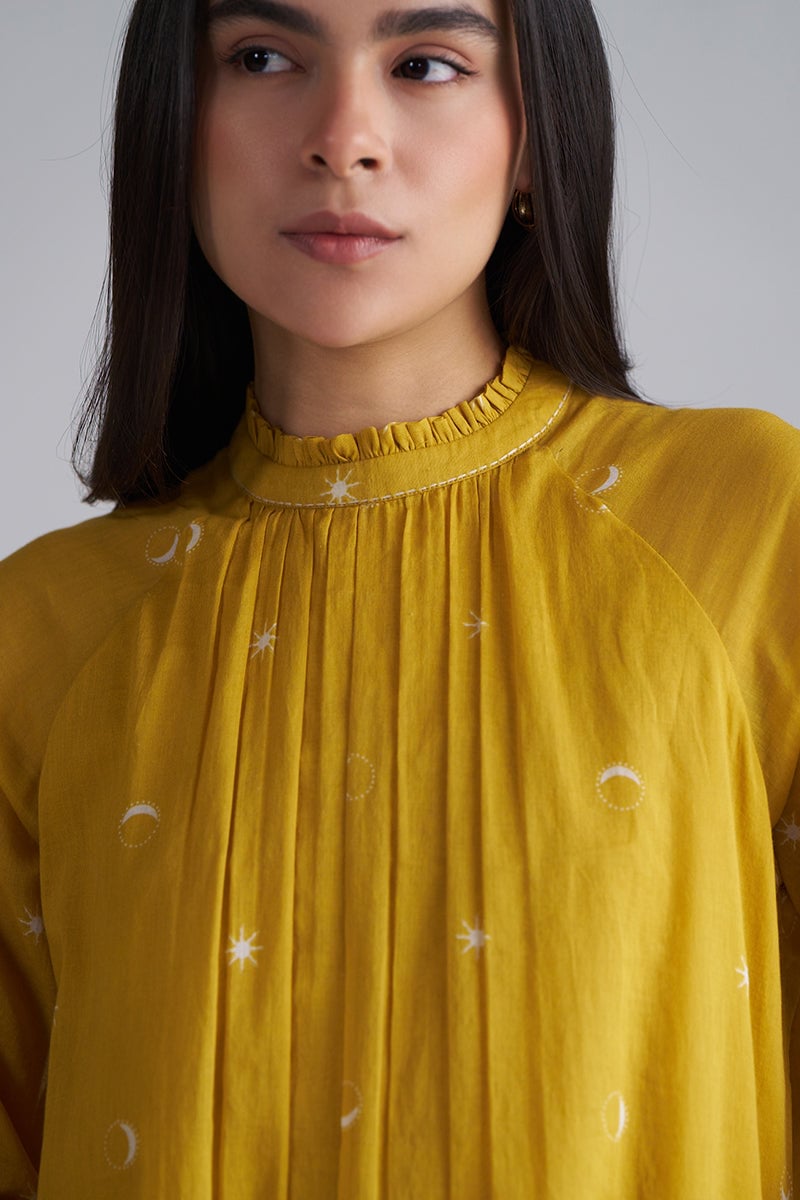 Nugget Gold Yellow Printed Mul-Cotton Co-ord Set