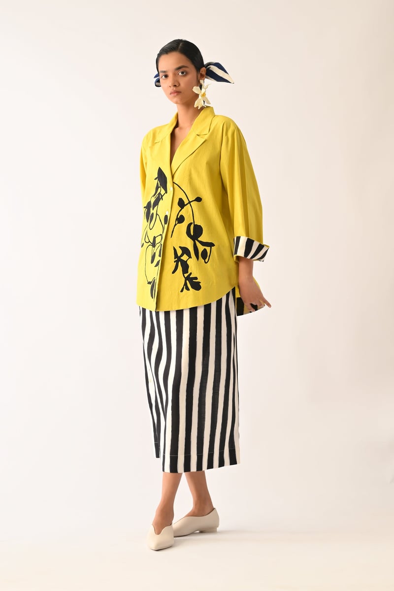 Mono Citrus Psyflora Applique Skirt Set