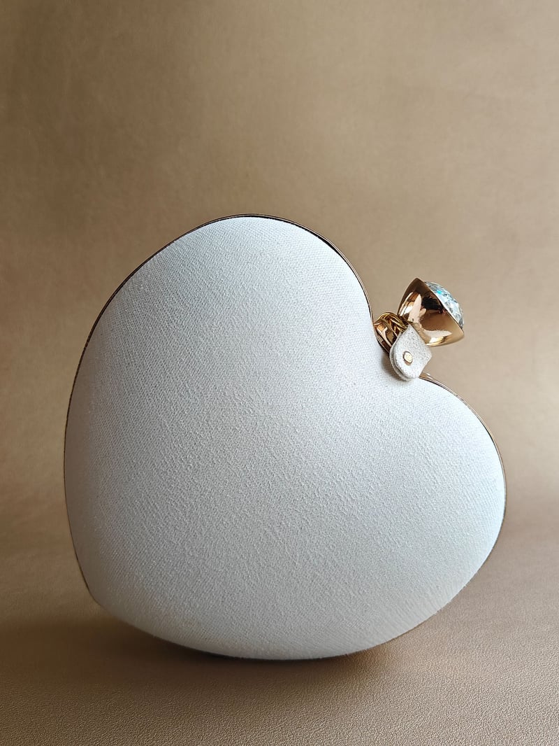 The Floral Heart Bag in Pearl White
