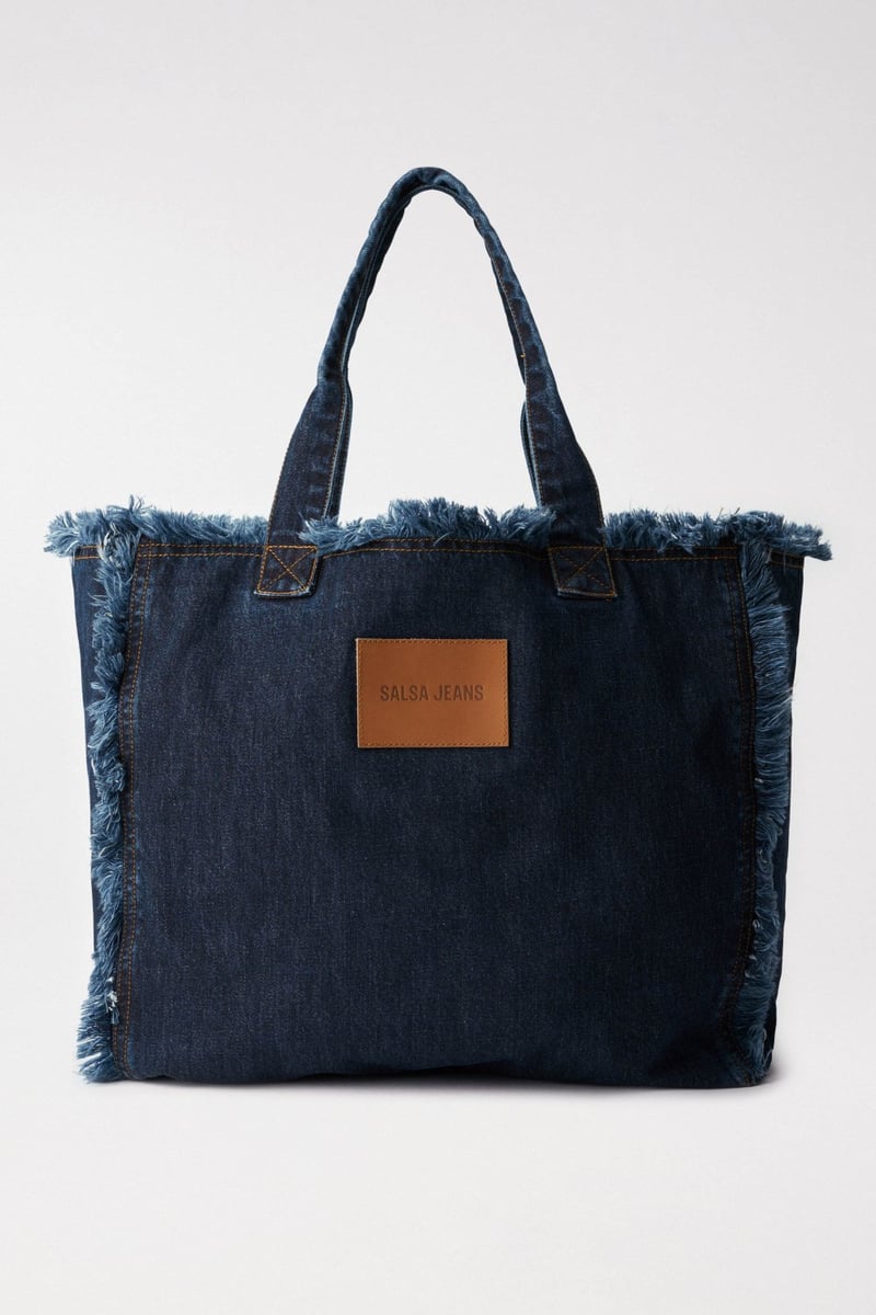Denim Tote Bag with Logo