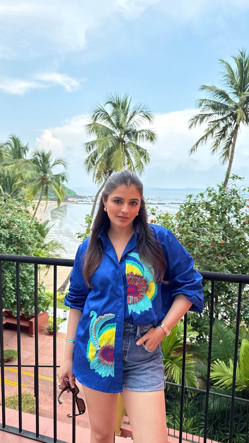 Royal Blue Giza Cotton Embroidered Shirt — Puja Agarwal
