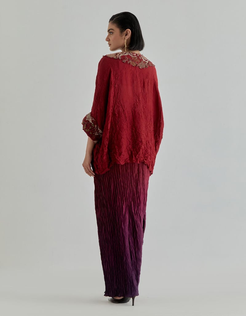 Rosette Nomad Drape Skirt Paired With Poncho Top
