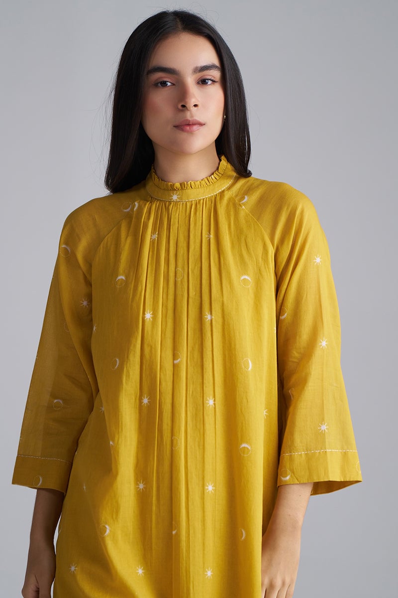 Nugget Gold Yellow Printed Mul-Cotton Co-ord Set