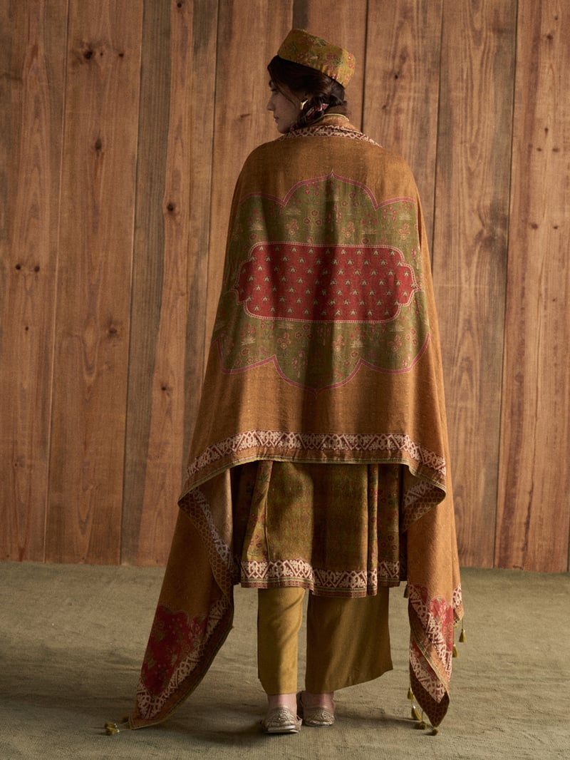Green Printed A-Line Kurta Set with Dupatta