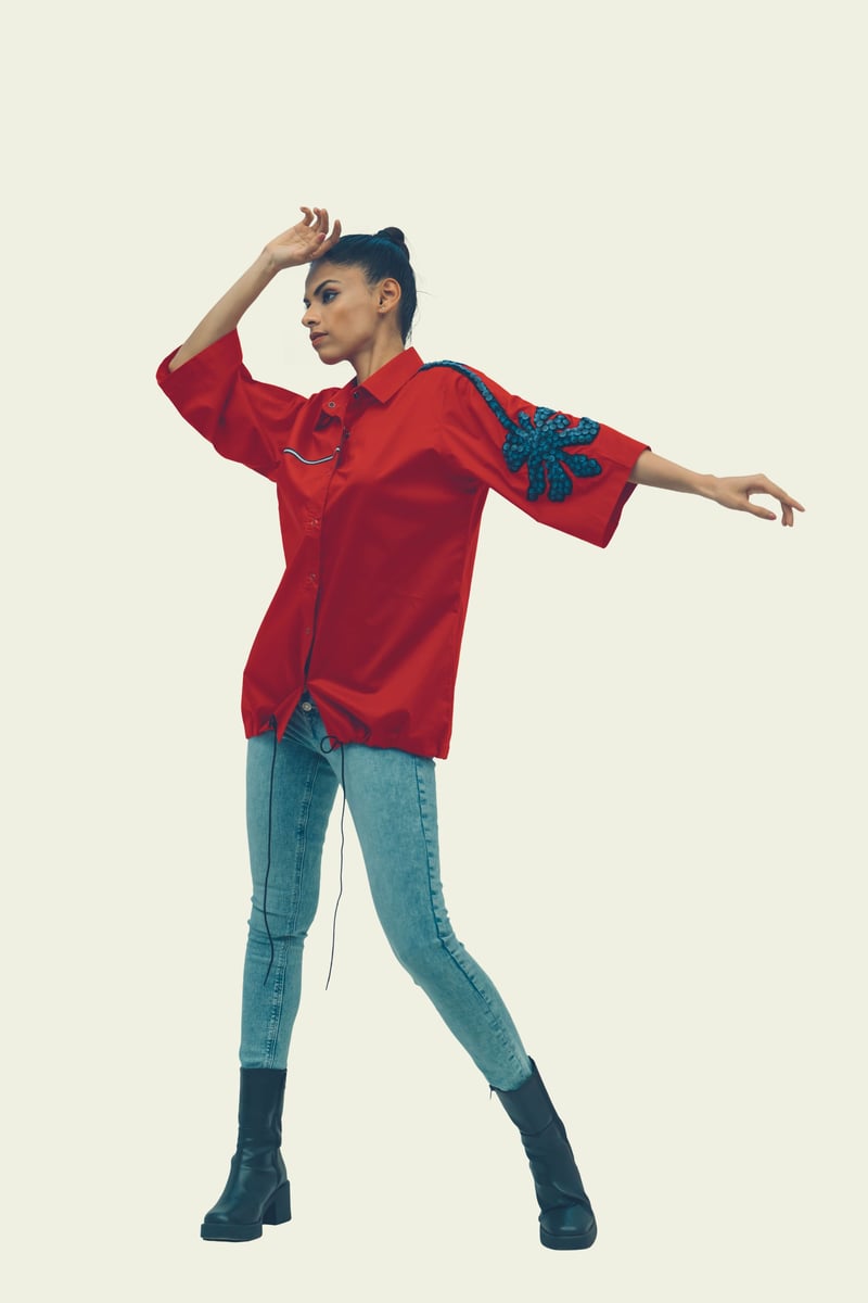 Red Shirt with Embroidery