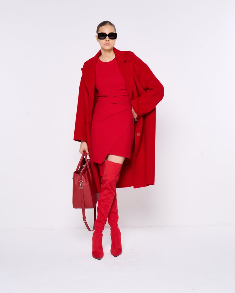 Red Bodycon Mini Dress with Side Drape Detail