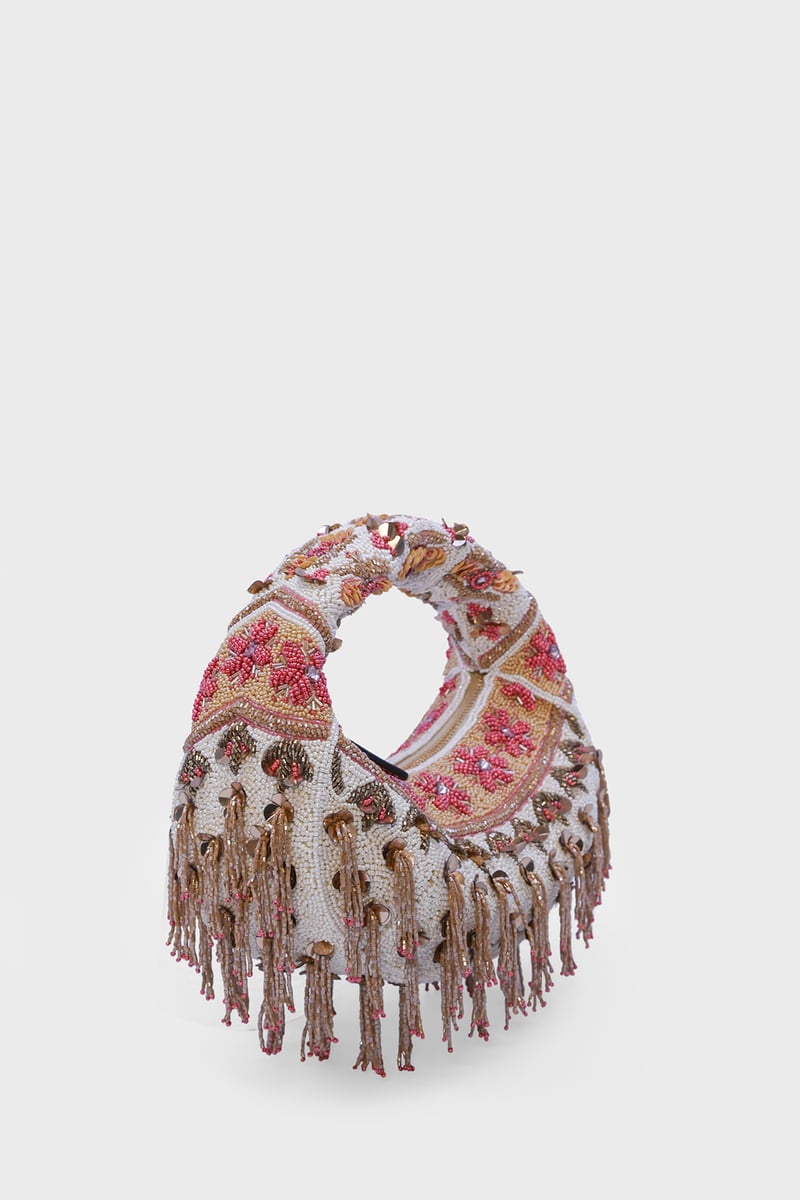Rose Cascade Embellished Beaded Bag