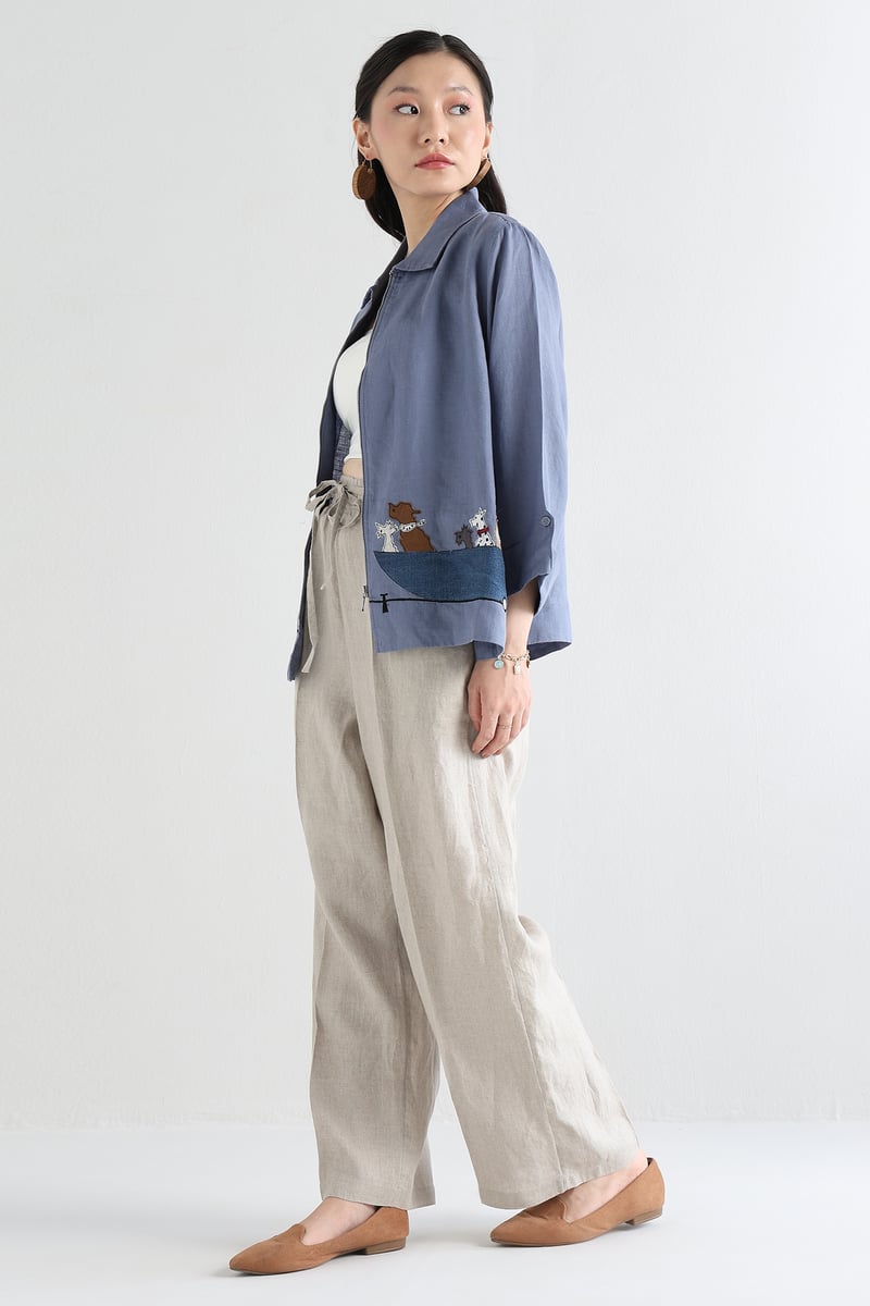 Midblue Zipper Shacket