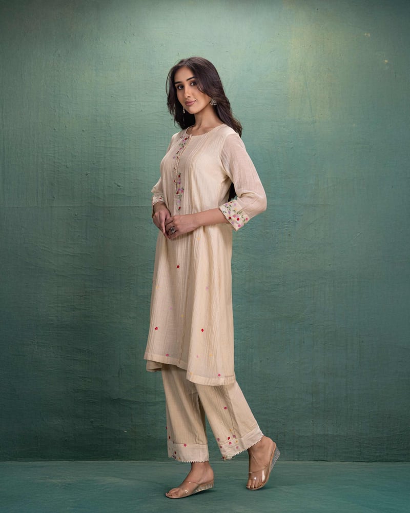 Cream Machine Embroidery Co-Ord Set