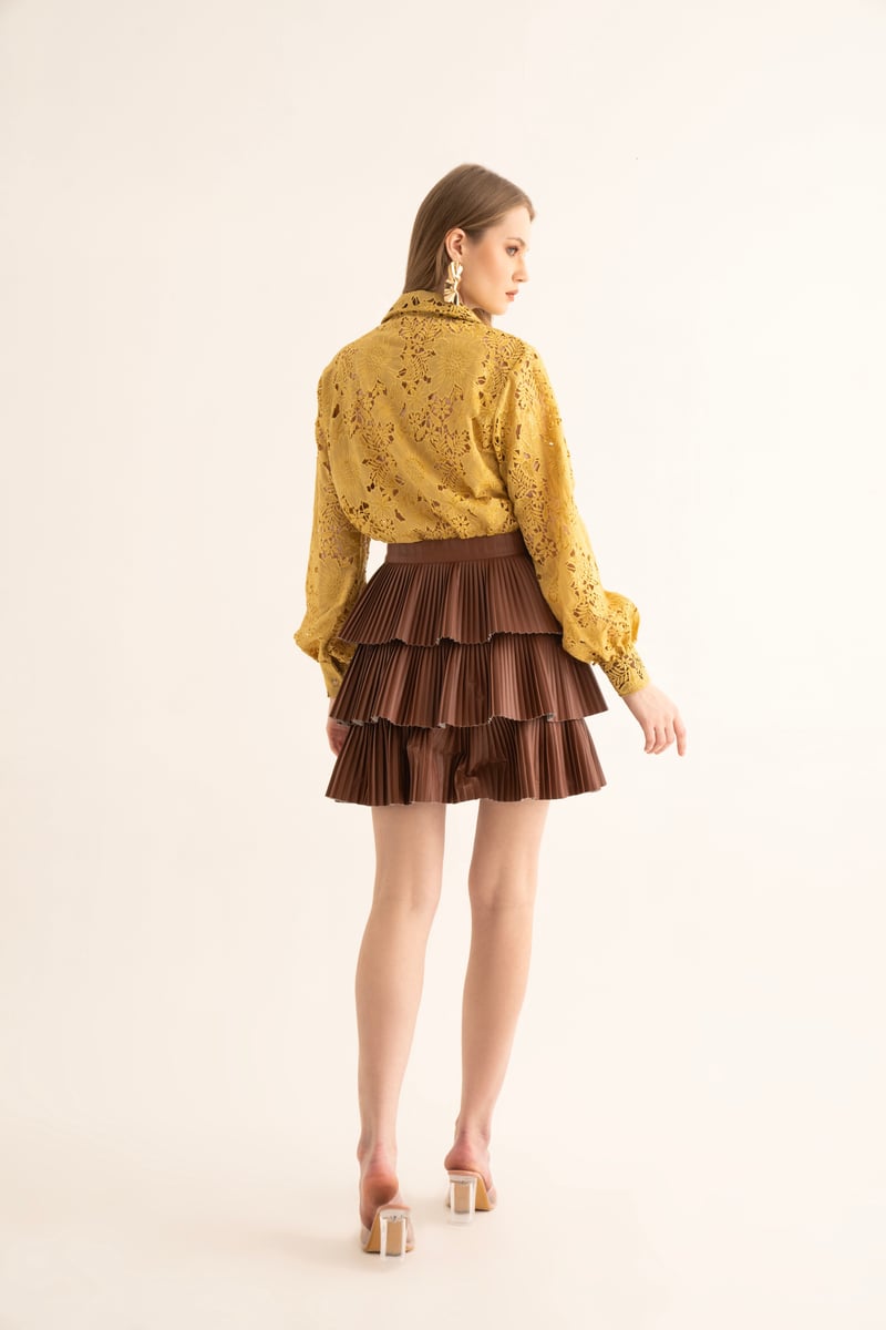 Yellow Cutwork Oversized Shirt