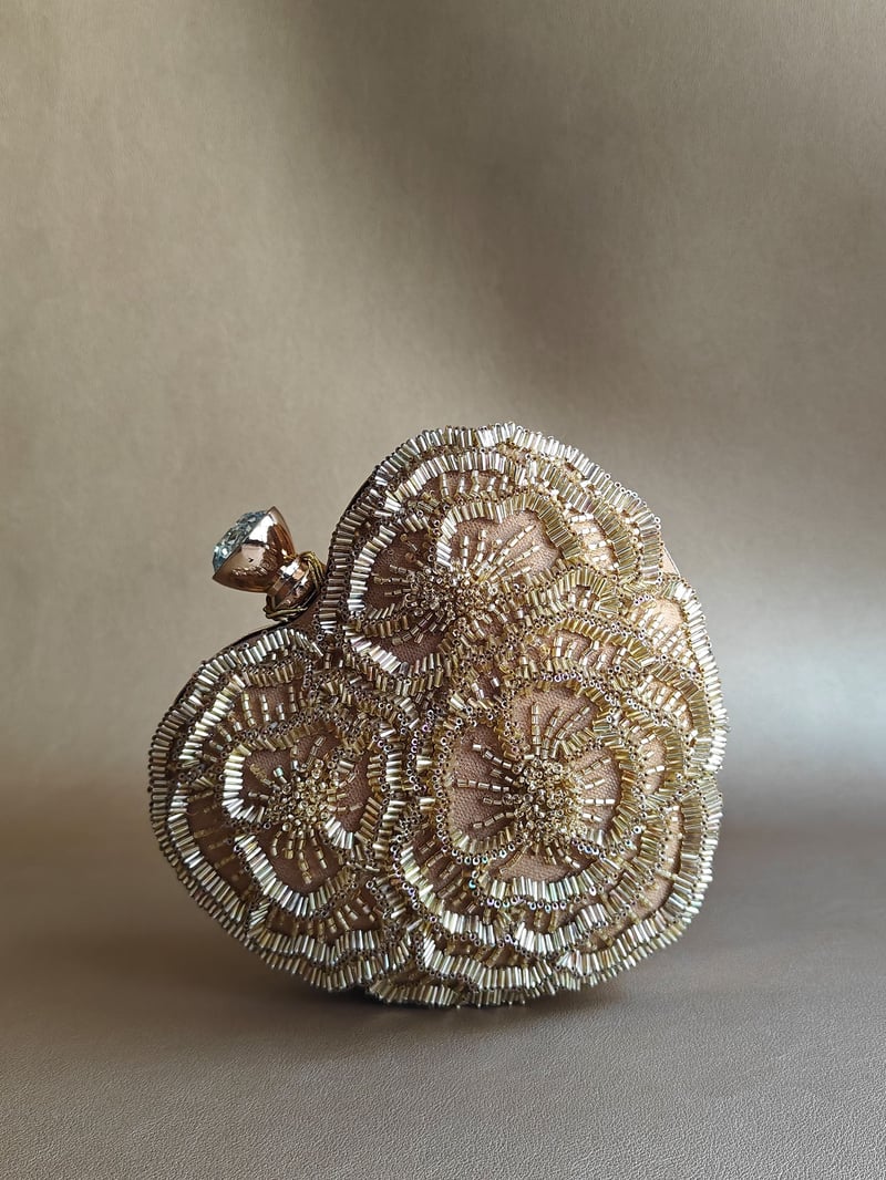 The Floral Heart Bag in Gold — Plode