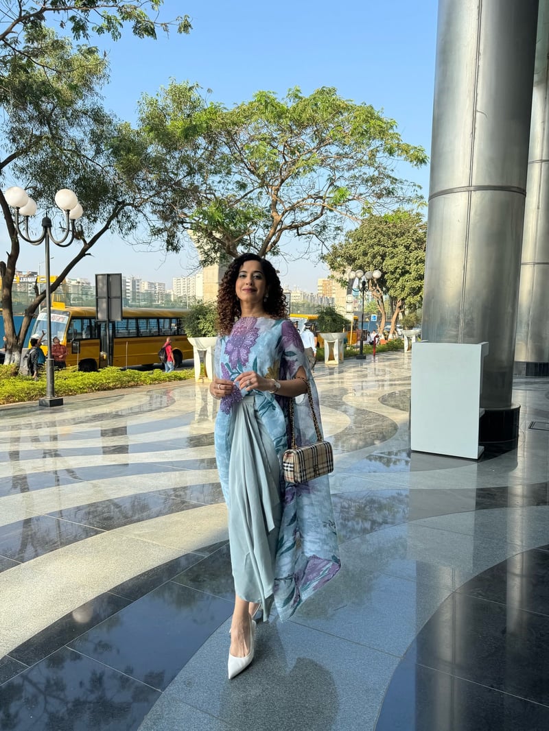 Blue Floral Kaftan and Dhoti Co-ord Set