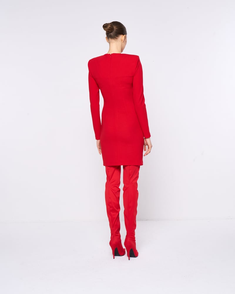 Red Bodycon Mini Dress with Side Drape Detail