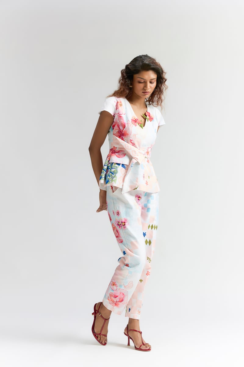 Multi Colour  Abstract Floral Printed  Co-Ord Set