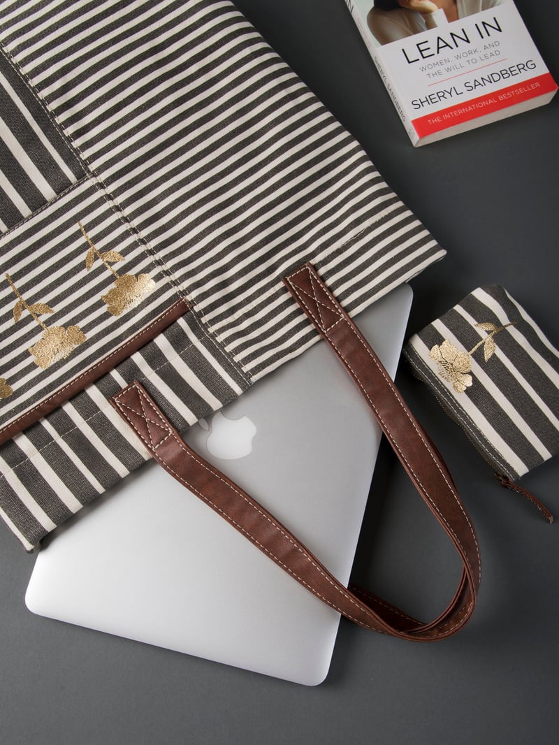 Retro Stripe Ladies Tote Bag With Zip