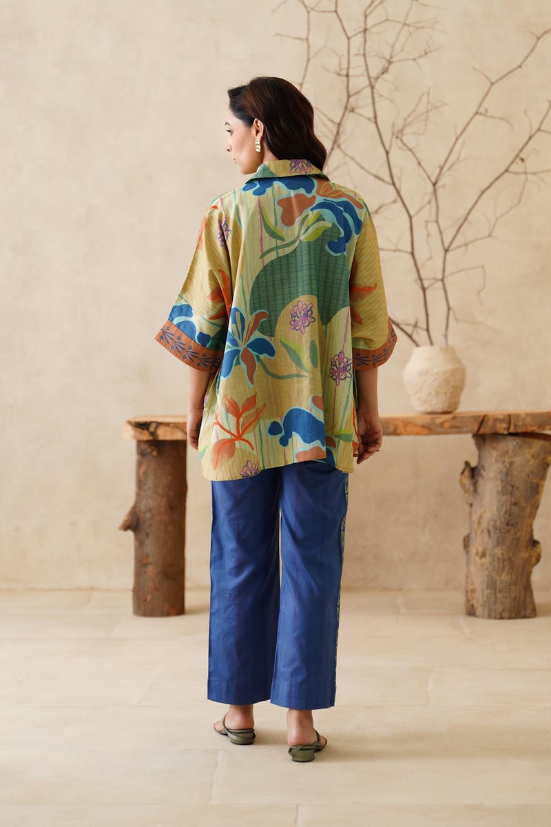Multi Print Cotton Flex Co-ord Set with Wide-Leg Pants