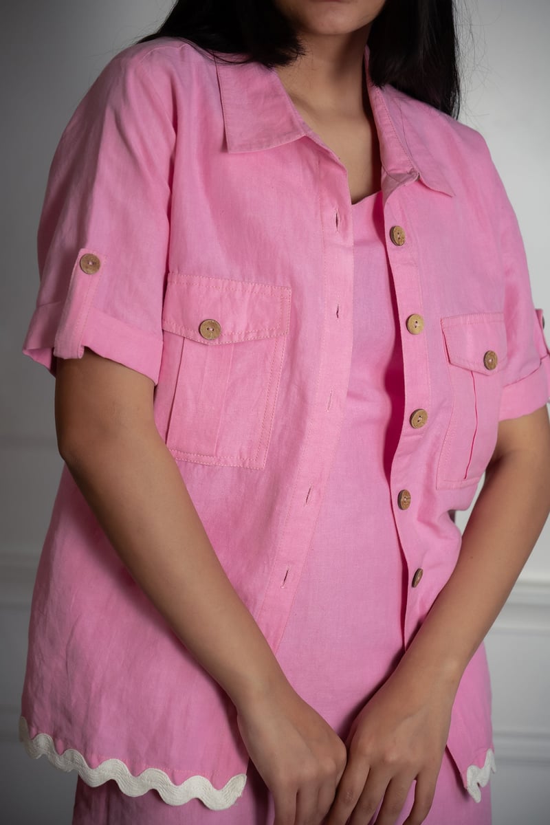 Pink Linen Maxi Dress and Jacket Co-ord Set