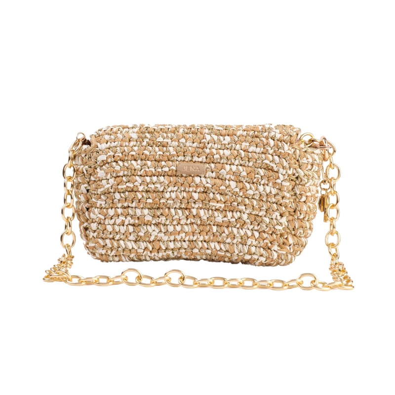 Jena 3 Weave Beige & Gold Raffia Crossbody