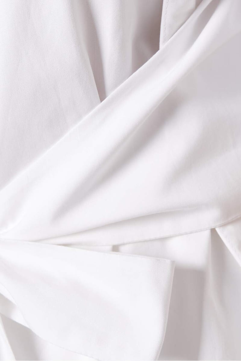 White Tie-Up Belted Cape-Back Shirt