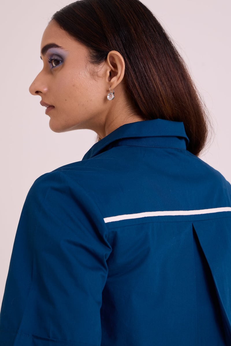 Cobalt Blue Shirt and Wide-Leg Pants Co-ord Set
