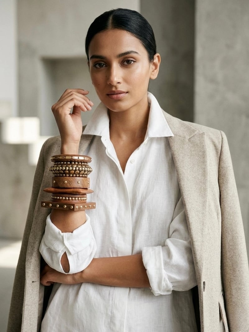 Handcrafted Wood Bangle Stack - Set of 6