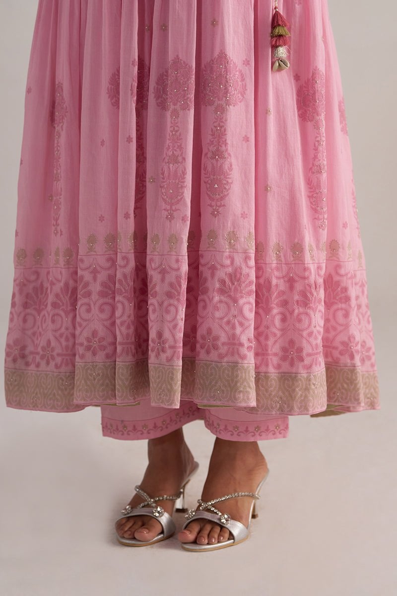 Lilac Sachet Printed Anarkali Kurta Set