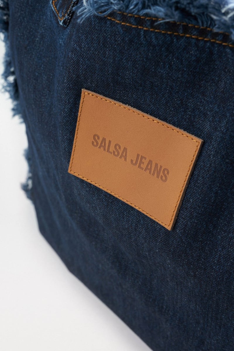 Denim Tote Bag with Logo
