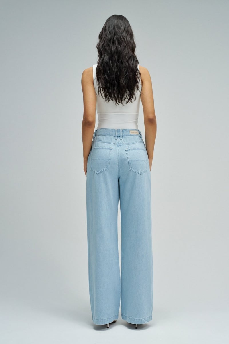 Light Blue High-Rise Wide-Leg Trousers