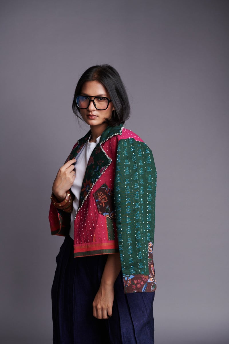 Rani Kantha Patchwork Cropped Bolero Jacket