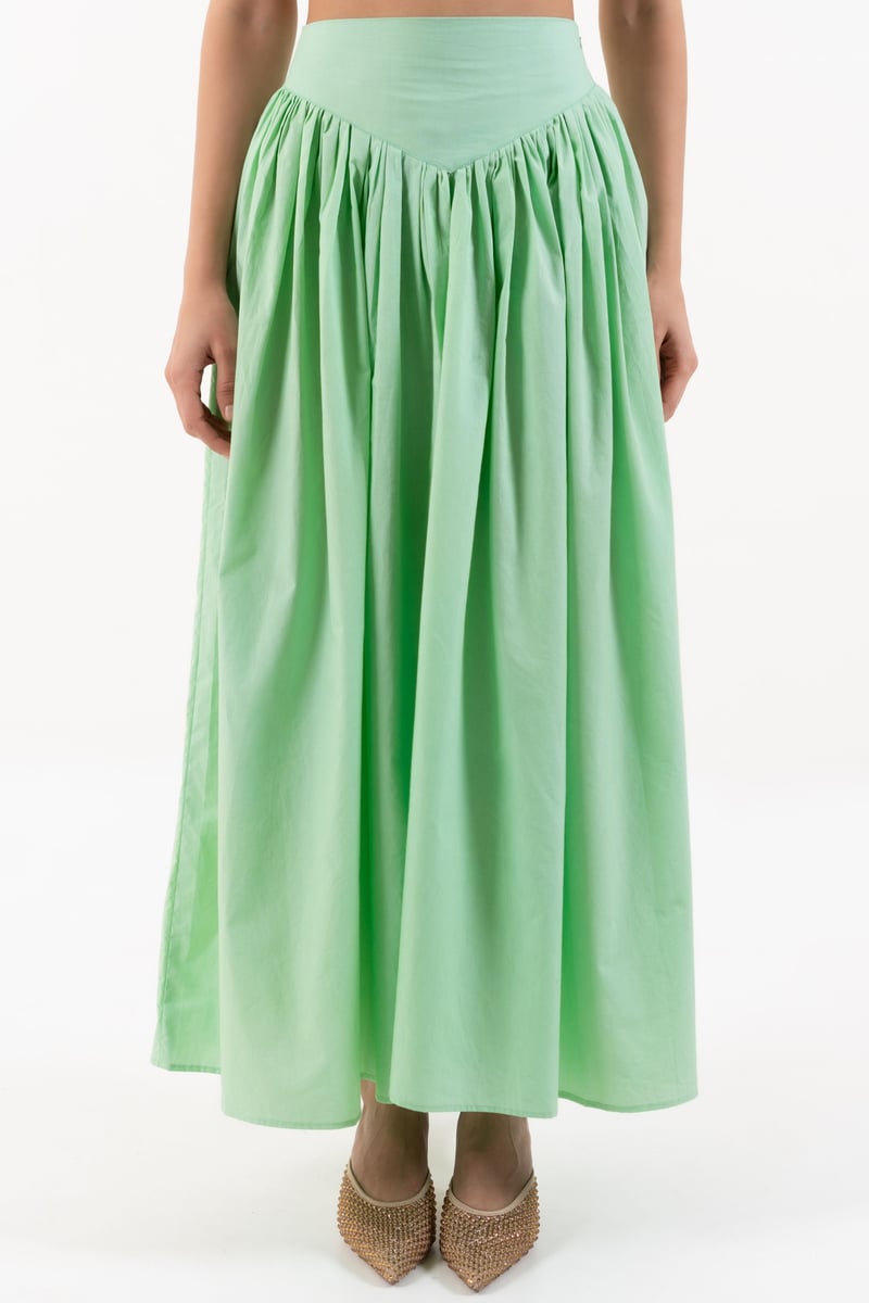 Mint Green Sequin Top and Pleated Midi Skirt Co-ord Set