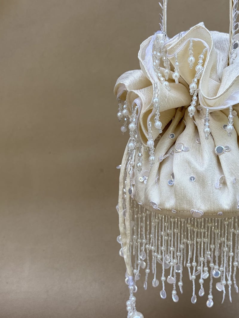 Pearl White Anaat Potli Bag