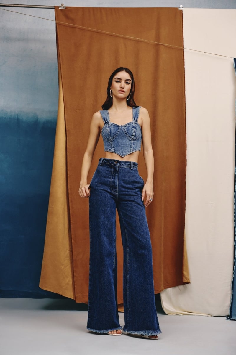 Deep Indigo Denim Corset Bustier Top