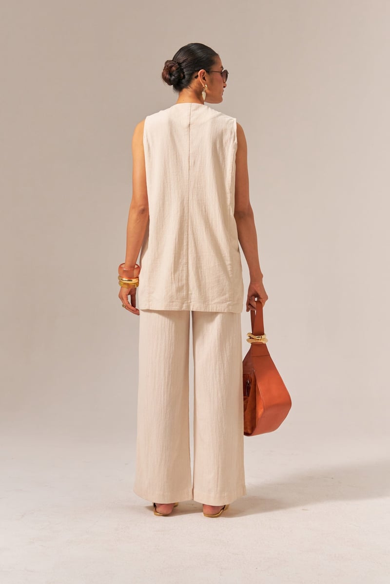Cream Kala Cotton Button-Front Co-ord Set
