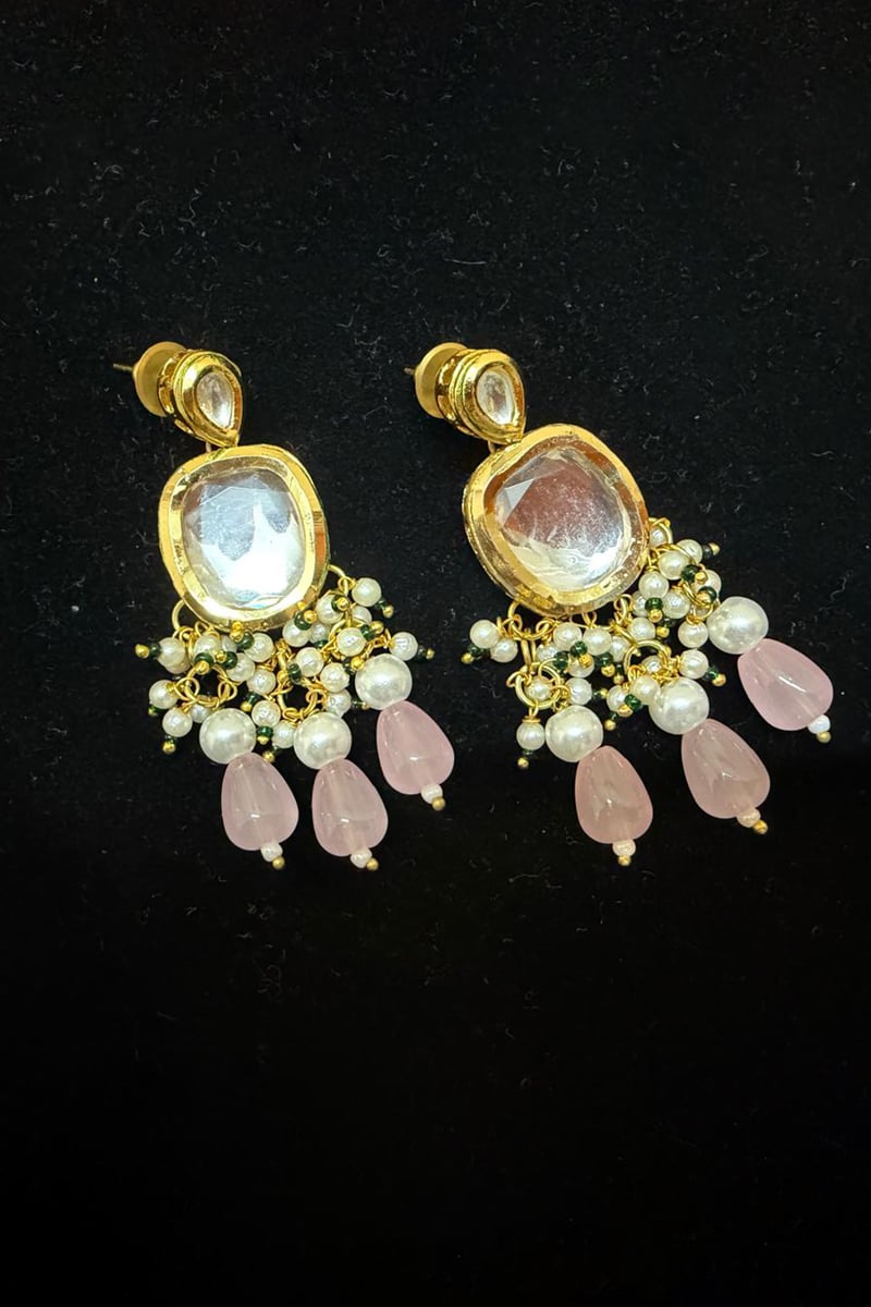 The Sia Kundan & Pastel Pink Drop