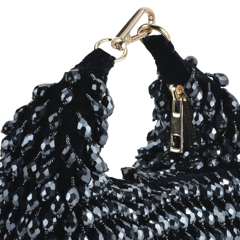 Navy Nano Crystal Boat Shape Bag