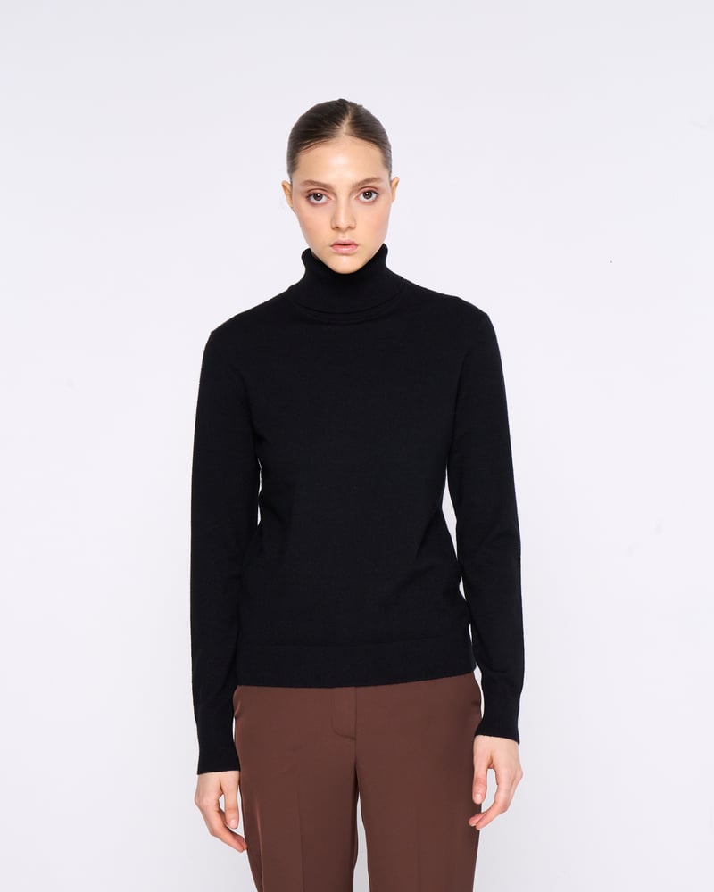 Black Rib-Knit Turtleneck Sweater — SILVIAN HEACH