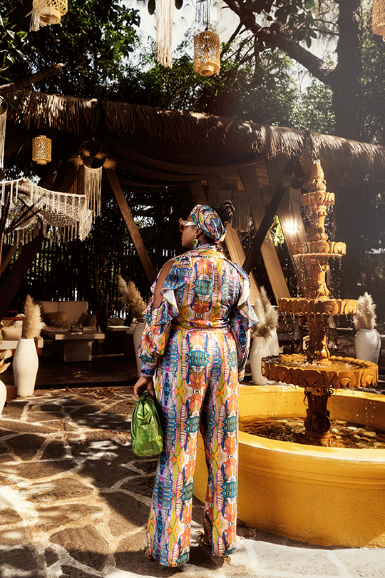 Blue Abstract Print Shirt and Wide-Leg Pants Co-ord Set