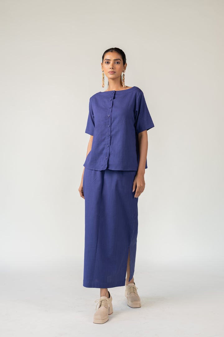 Indigo City-Goer Skirt Set